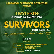Survivors - 5 days Hike, 4 Nights Camp - Lebanon Outdoor Activities - LOA Survivors - 5 days Hike, 4 Nights Camp - Lebanon Outdoor Activities - LOA