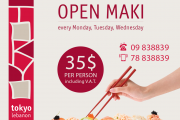 Open Maki at TokyoLebanon - Every Monday, Tuesday, Wednesday Open Maki at TokyoLebanon - Every Monday, Tuesday, Wednesday