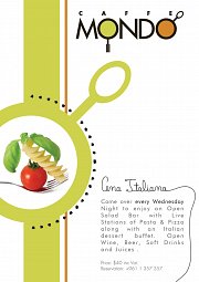Cena Italiana - Every Wednesday at Caffe Mondo - Phoenicia Hotel Cena Italiana - Every Wednesday at Caffe Mondo - Phoenicia Hotel