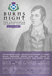 Burns Night at Eau De Vie under the patronage of the Caledonian Society Burns Night at Eau De Vie under the patronage of the Caledonian Society