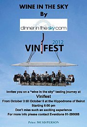 Wine in the Sky by Dinner in the Sky at Vinifest 2012 Wine in the Sky by Dinner in the Sky at Vinifest 2012