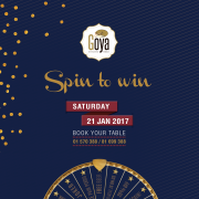 Spin To Win - Rock your table at Goya Spin To Win - Rock your table at Goya